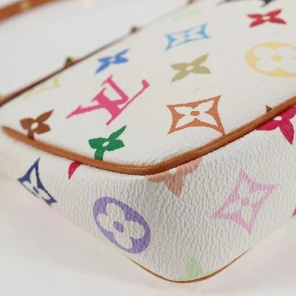 LOUIS VUITTON Monogram Multicolor Pochette Pouch White M92649 LV Auth 135504V Bags